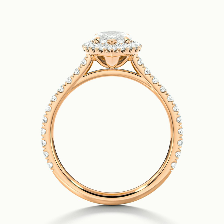 Anna 3 Carat Marquise Halo Pave Moissanite Engagement Ring in 10k Rose Gold