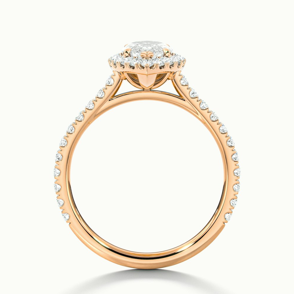 Anna 3 Carat Marquise Halo Pave Moissanite Engagement Ring in 18k Rose Gold