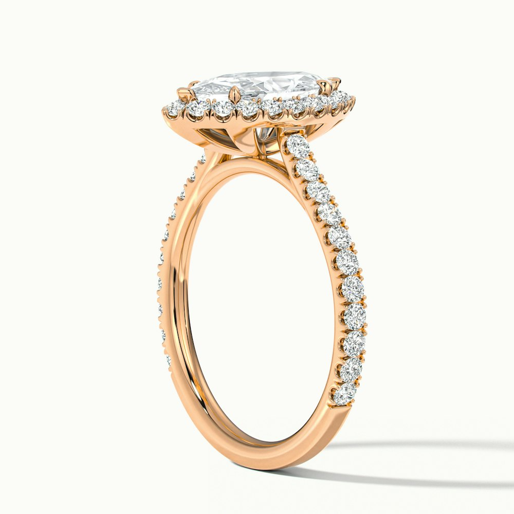 Anna 1 Carat Marquise Halo Pave Moissanite Engagement Ring in 10k Rose Gold