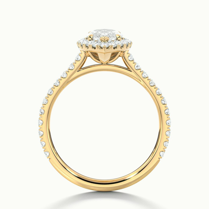 Anna 1 Carat Marquise Halo Pave Moissanite Engagement Ring in 10k Yellow Gold