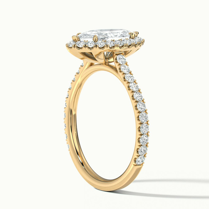 Alexa 3 Carat Marquise Halo Pave Lab Grown Diamond Ring in 14k Yellow Gold