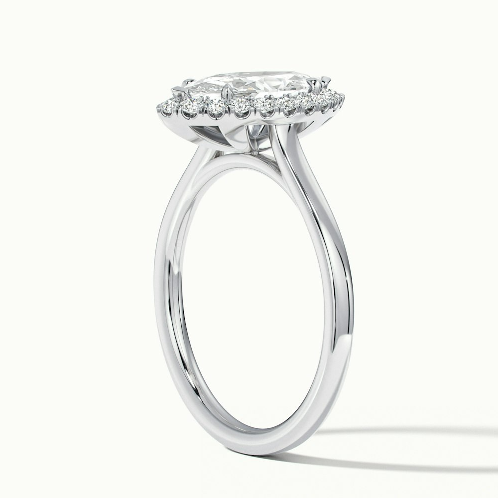 Lena 2 Carat Marquise Halo Moissanite Engagement Ring in 14k White Gold