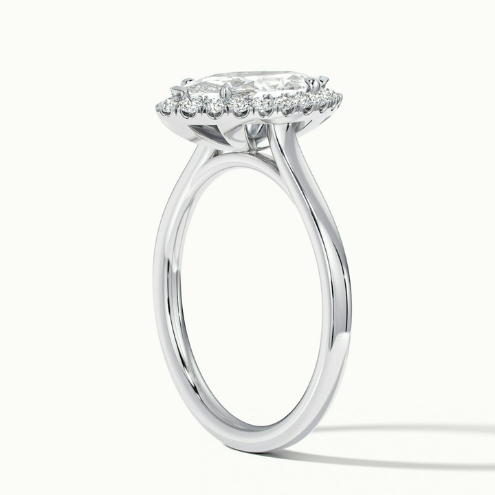 Lena 2 Carat Marquise Halo Moissanite Engagement Ring in 18k White Gold