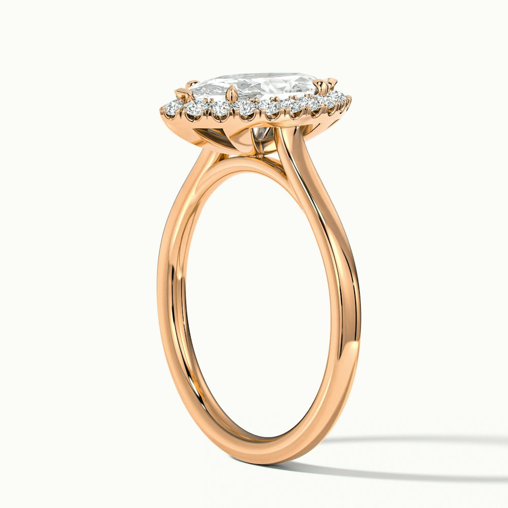 Lena 1 Carat Marquise Halo Moissanite Engagement Ring in 10k Rose Gold