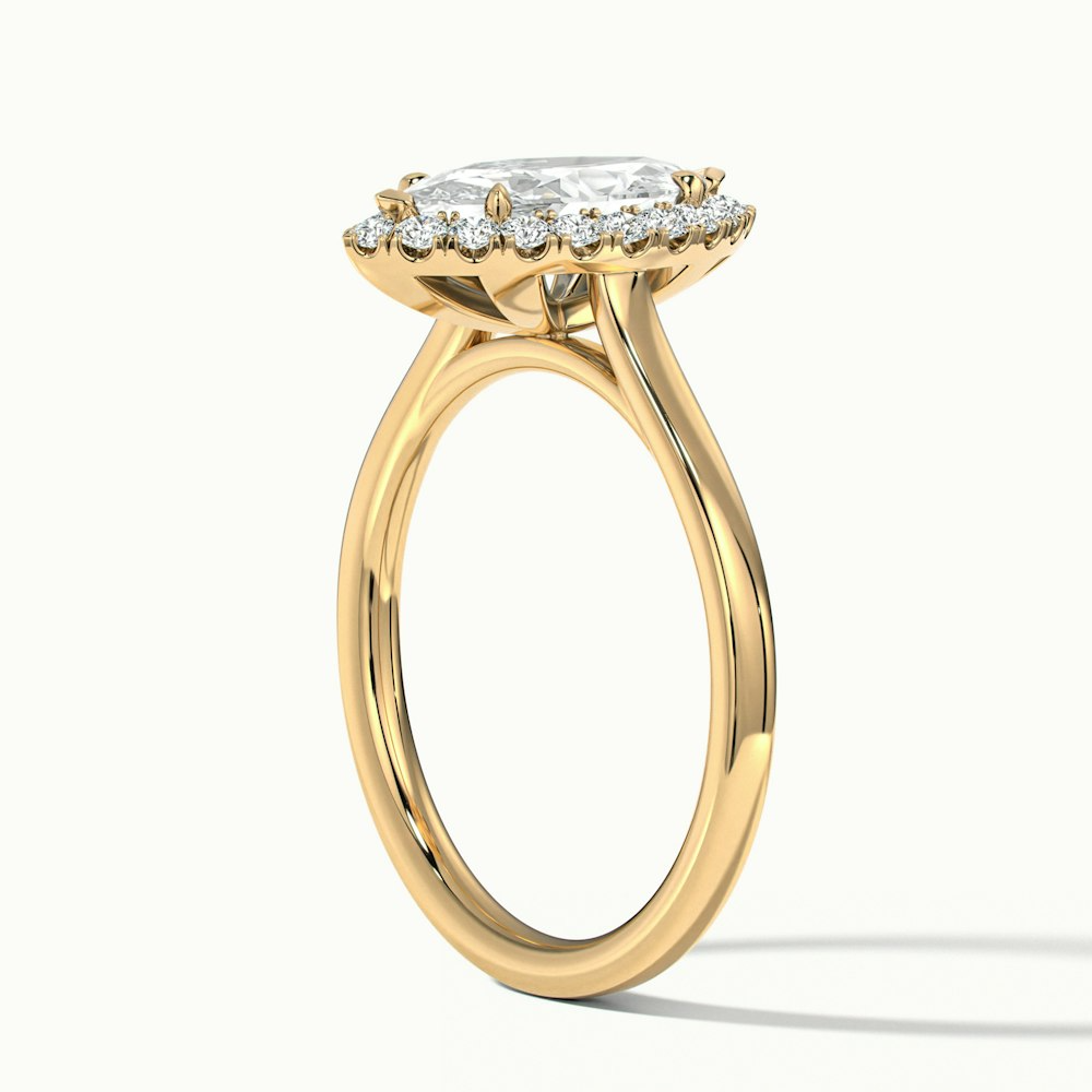 Lena 1 Carat Marquise Halo Moissanite Engagement Ring in 10k Yellow Gold