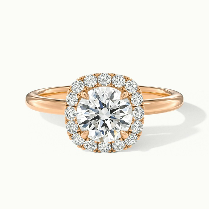 Anya 3 Carat Round Cut Halo Moissanite Engagement Ring in 10k Rose Gold