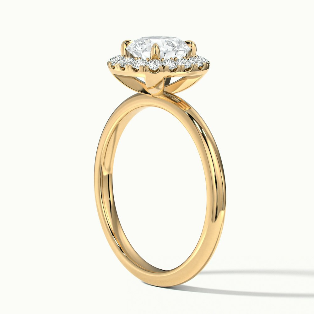 Angel 1 Carat Round Cut Halo Lab Grown Diamond Ring in 10k Yellow Gold