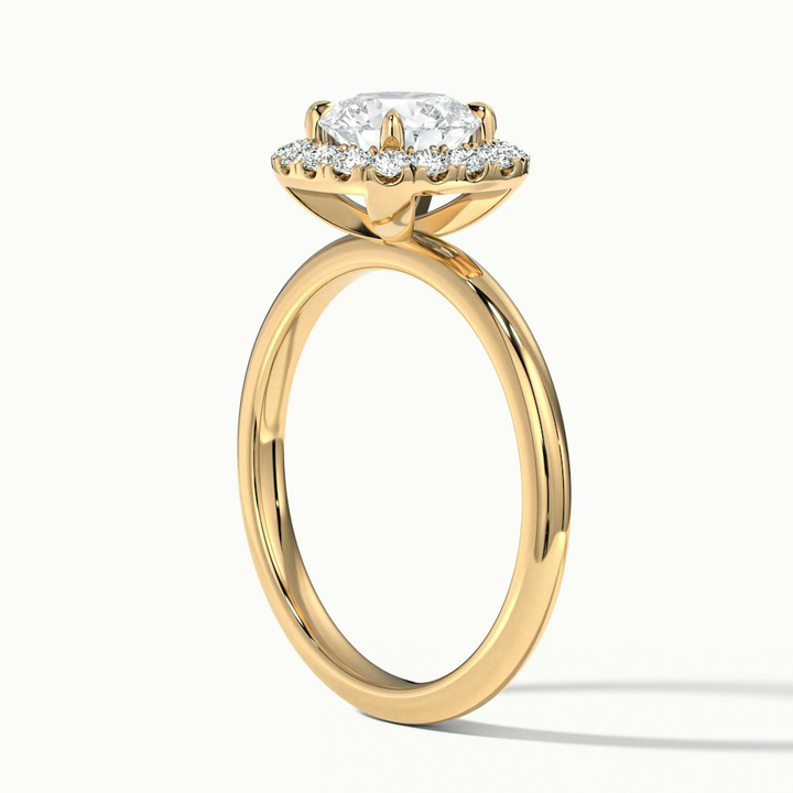 Angel 1 Carat Round Cut Halo Lab Grown Diamond Ring in 10k Yellow Gold