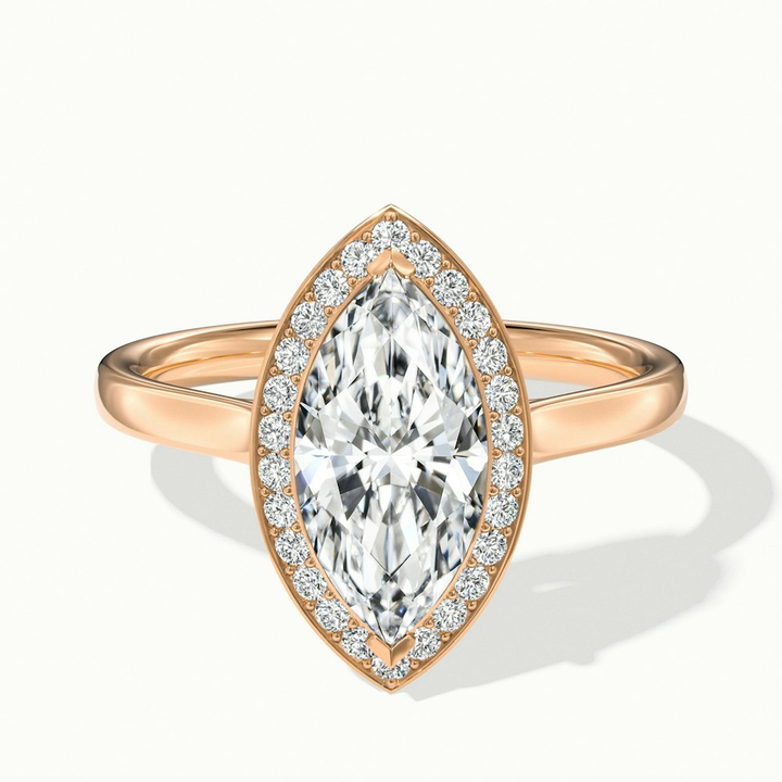 Sky 5 Carat Marquise Halo Moissanite Engagement Ring in 18k Rose Gold