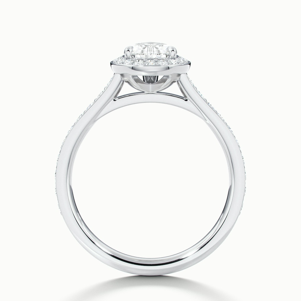 Elena 2 Carat Pear Halo Pave Moissanite Diamond Ring in 14k White Gold