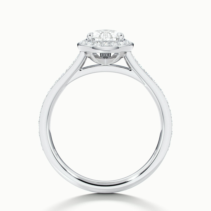 Elena 4 Carat Pear Halo Pave Moissanite Diamond Ring in 10k White Gold