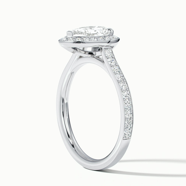 Zara 2 Carat Pear Halo Pave Lab Grown Engagement Ring in 10k White Gold