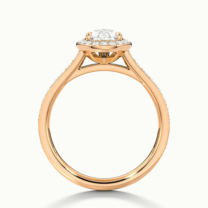 Elena 3 Carat Pear Halo Pave Moissanite Diamond Ring in 10k Rose Gold