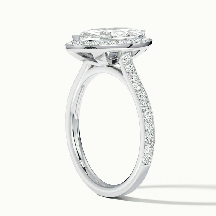 Ila 2 Carat Marquise Halo Pave Moissanite Engagement Ring in 14k White Gold