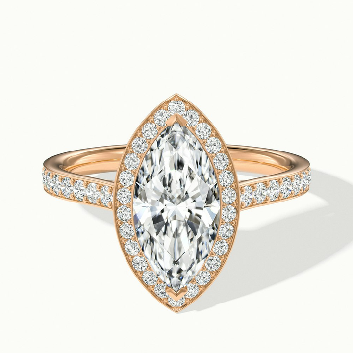Ila 5 Carat Marquise Halo Pave Moissanite Engagement Ring in 18k Rose Gold