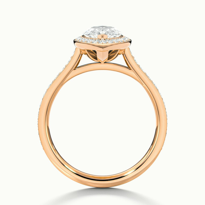 Ila 1 Carat Marquise Halo Pave Moissanite Engagement Ring in 10k Rose Gold
