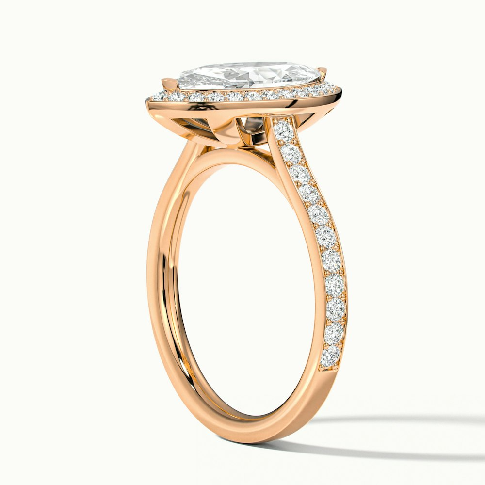Ila 1 Carat Marquise Halo Pave Moissanite Engagement Ring in 10k Rose Gold