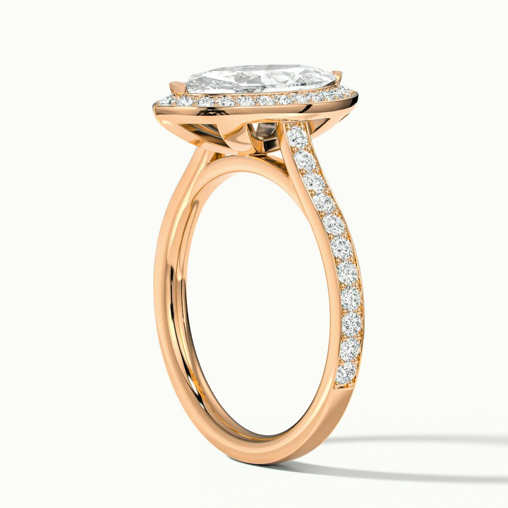 Ila 5 Carat Marquise Halo Pave Moissanite Engagement Ring in 18k Rose Gold