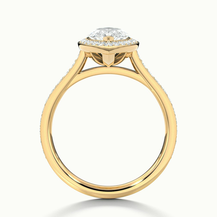 Ila 3 Carat Marquise Halo Pave Moissanite Engagement Ring in 14k Yellow Gold
