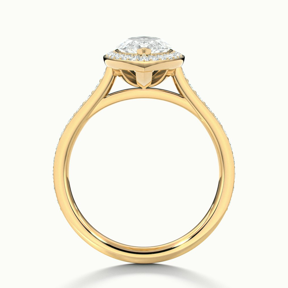 Lara 3 Carat Marquise Halo Pave Lab Grown Diamond Ring in 14k Yellow Gold