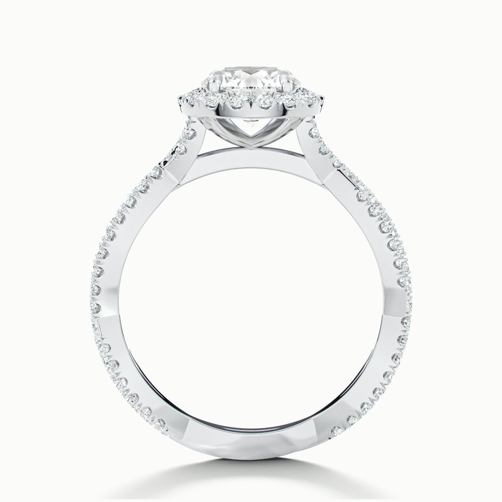Riva 5 Carat Round Cut Halo Twisted Pave Moissanite Engagement Ring in 10k White Gold