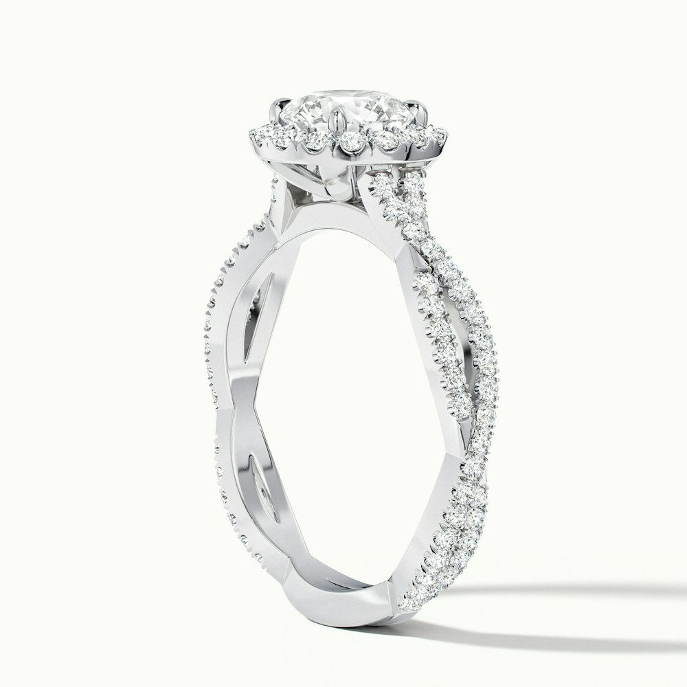 Riva 5 Carat Round Cut Halo Twisted Pave Moissanite Engagement Ring in 10k White Gold