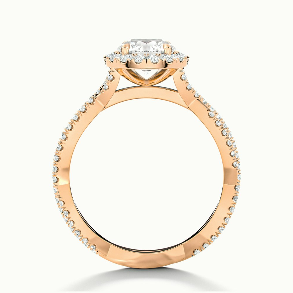 Lilly 2 Carat Round Cut Halo Twisted Pave Lab Grown Diamond Ring in 14k Rose Gold