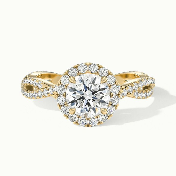 Lilly 1 Carat Round Cut Halo Twisted Pave Lab Grown Diamond Ring in 10k Yellow Gold
