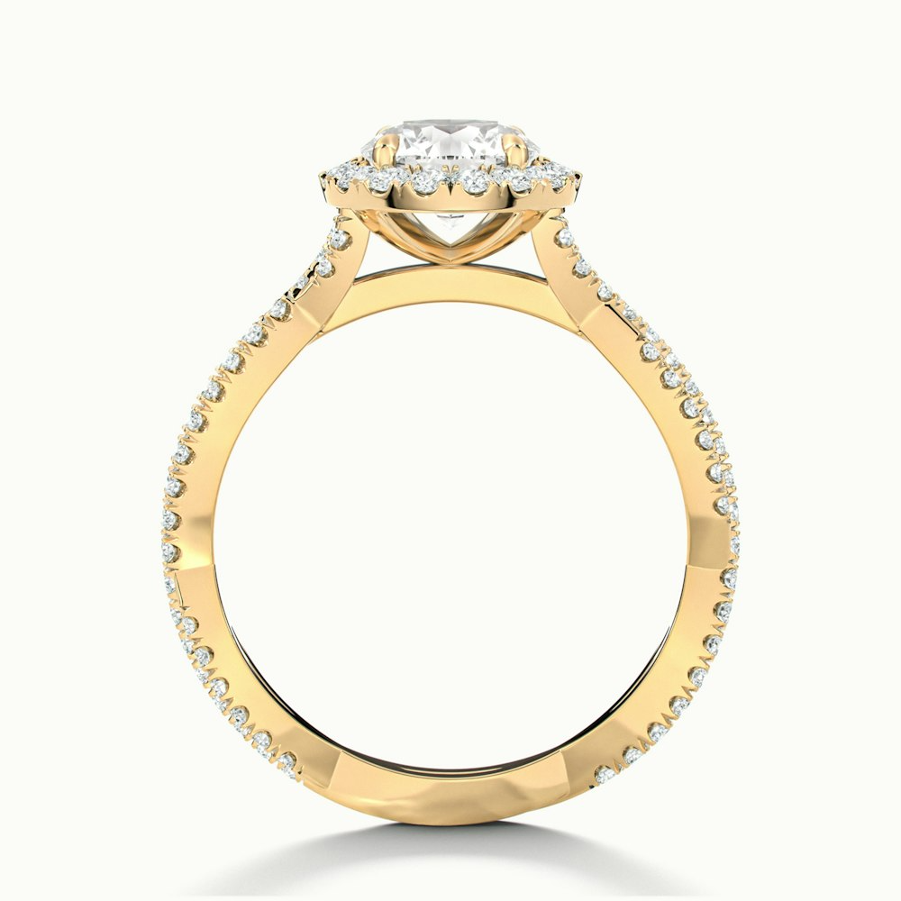 Riva 2 Carat Round Cut Halo Twisted Pave Moissanite Engagement Ring in 10k Yellow Gold