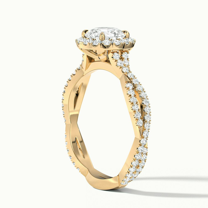 Riva 1 Carat Round Cut Halo Twisted Pave Moissanite Engagement Ring in 10k Yellow Gold