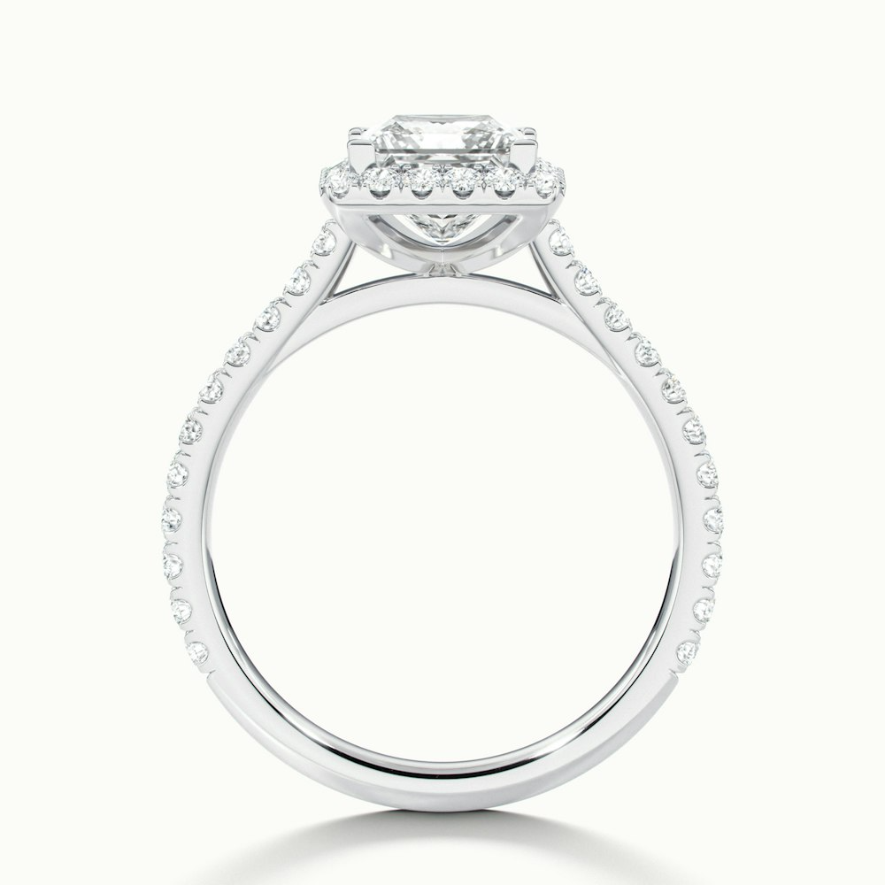 Rose 1 Carat Princess Halo Pave Moissanite Engagement Ring in 10k White Gold