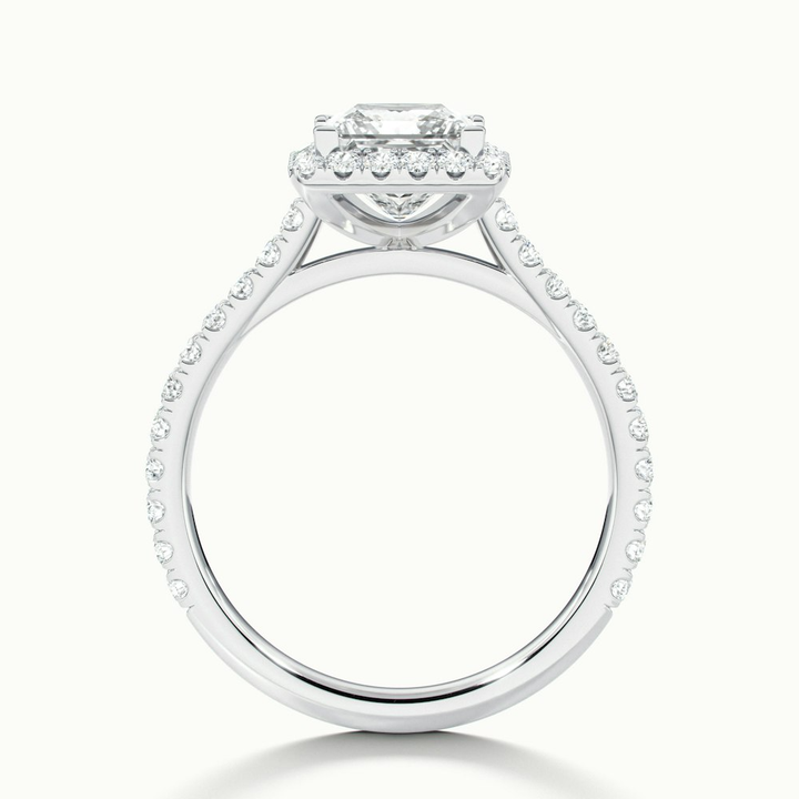 Rose 2 Carat Princess Halo Pave Moissanite Engagement Ring in 14k White Gold