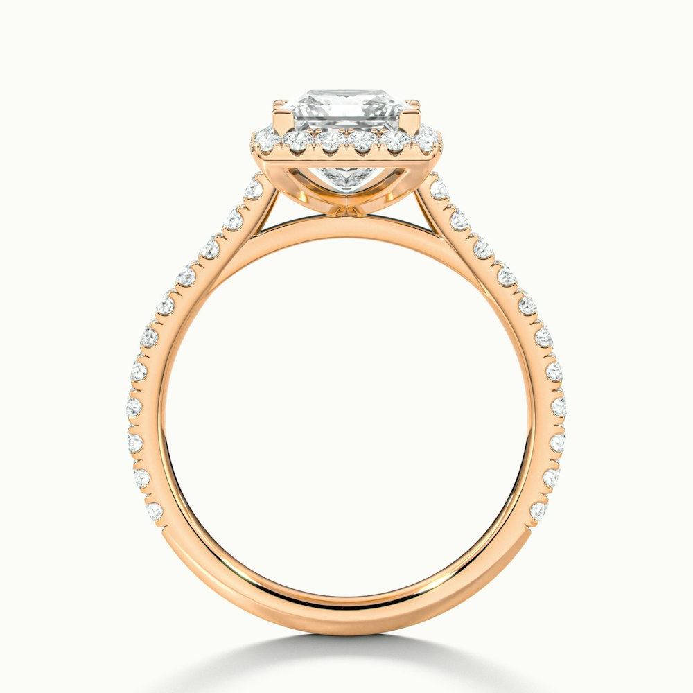Rose 5 Carat Princess Halo Pave Moissanite Engagement Ring in 18k Rose Gold