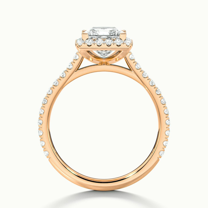 Love 3 Carat Princess Halo Pave Lab Grown Diamond Ring in 10k Rose Gold