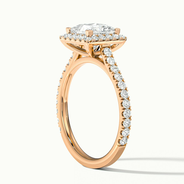 Love 3.5 Carat Princess Halo Pave Lab Grown Diamond Ring in 10k Rose Gold