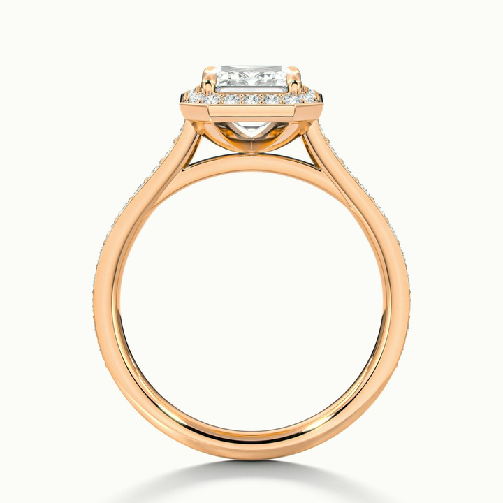 Lucy 3 Carat Emerald Cut Halo Pave Lab Grown Diamond Ring in 10k Rose Gold