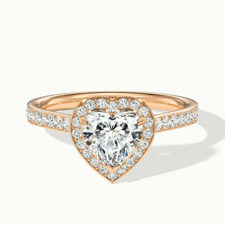 Kira 1 Carat Heart Shaped Halo Pave Moissanite Engagement Ring in 10k Rose Gold