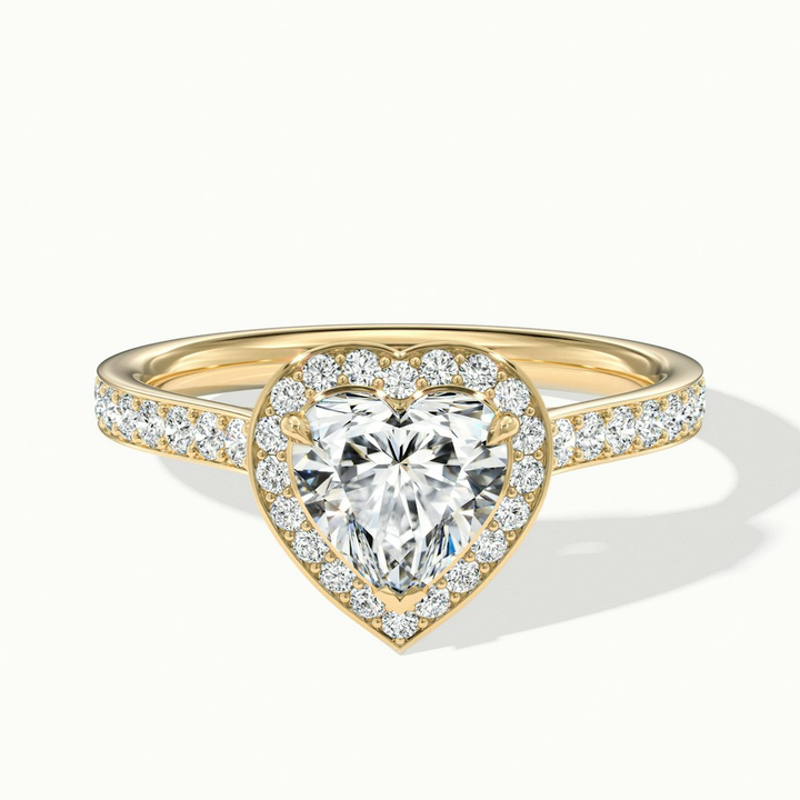 Macy 2 Carat Heart Shaped Halo Pave Lab Grown Diamond Ring in 10k Yellow Gold