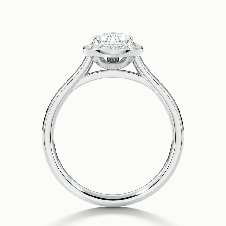 Siya 3 Carat Pear Halo Moissanite Engagement Ring in 14k White Gold