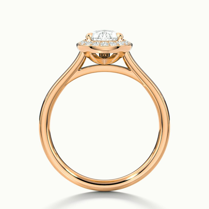 Siya 3 Carat Pear Halo Moissanite Engagement Ring in 10k Rose Gold