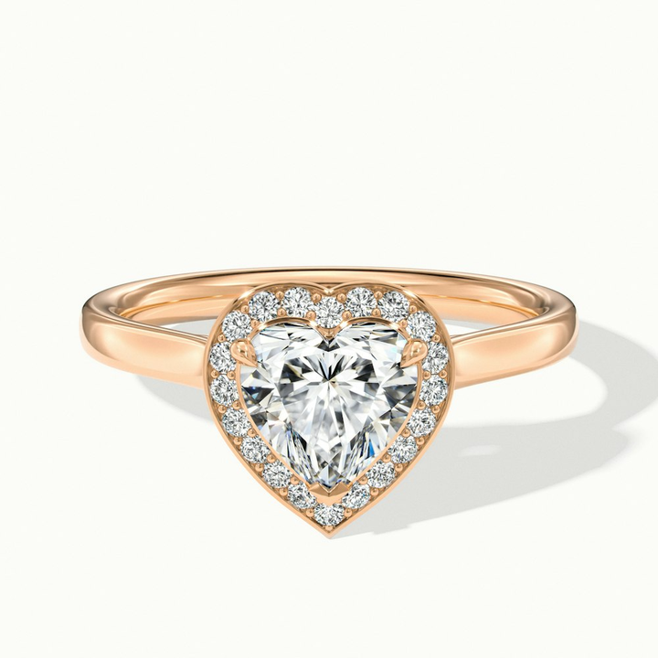 Nyla 2 Carat Heart Halo Moissanite Engagement Ring in 14k Rose Gold