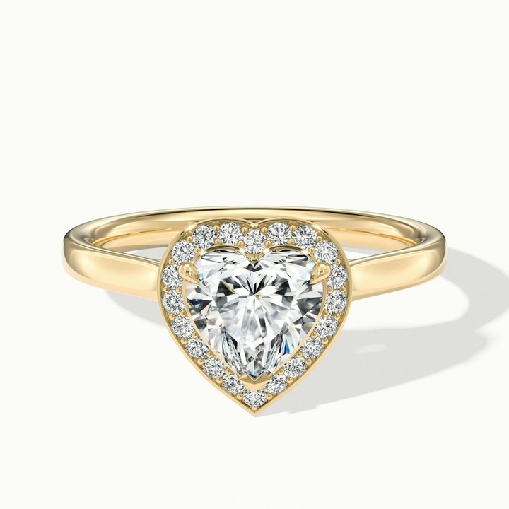 Ruby 2 Carat Heart Halo Lab Grown Diamond Ring in 10k Yellow Gold