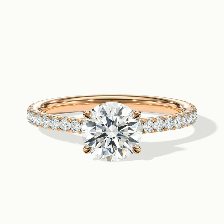 Sarah 1 Carat Round Solitaire Pave Lab Grown Diamond Ring in 10k Rose Gold