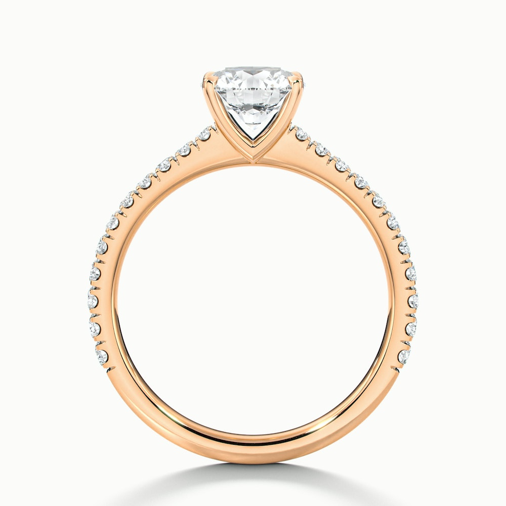 Sarah 3 Carat Round Solitaire Pave Lab Grown Diamond Ring in 10k Rose Gold