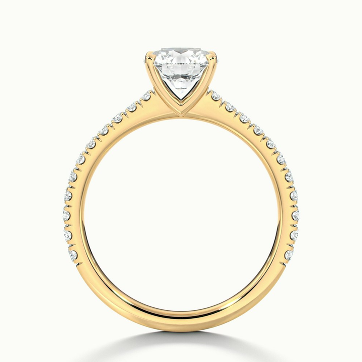 Sarah 2 Carat Round Solitaire Pave Lab Grown Diamond Ring in 10k Yellow Gold