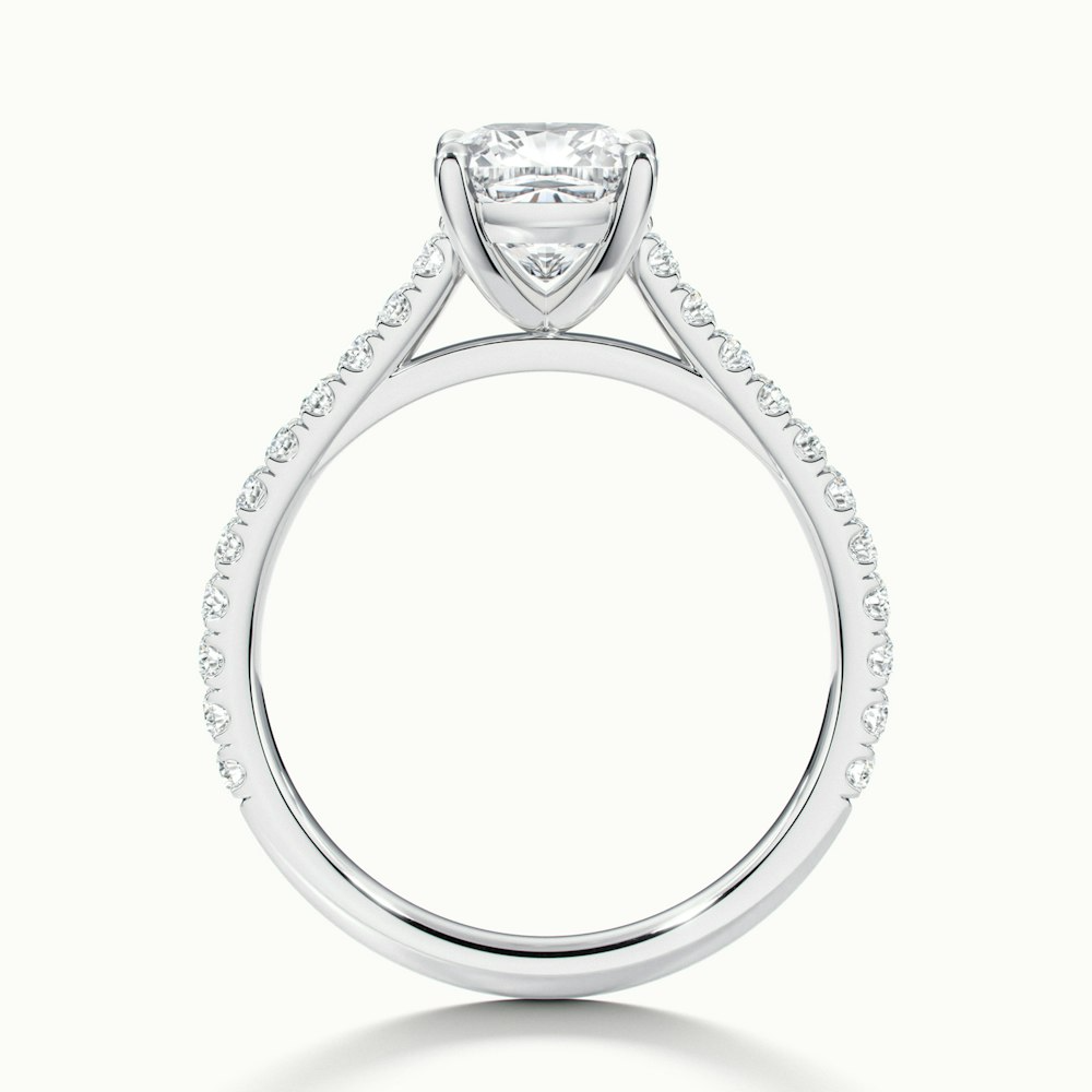 Mary 2 Carat Cushion Cut Solitaire Pave Moissanite Engagement Ring in Platinum
