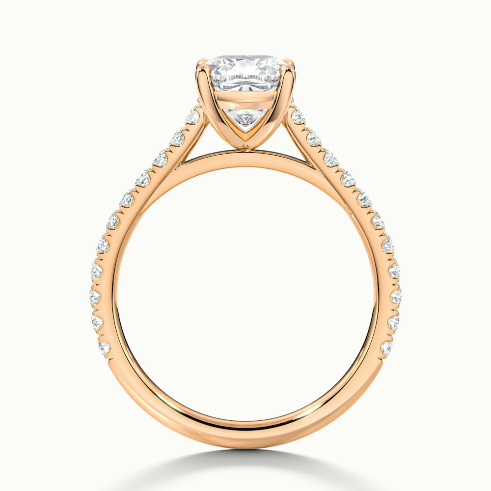 Mary 3 Carat Cushion Cut Solitaire Pave Moissanite Engagement Ring in 10k Rose Gold