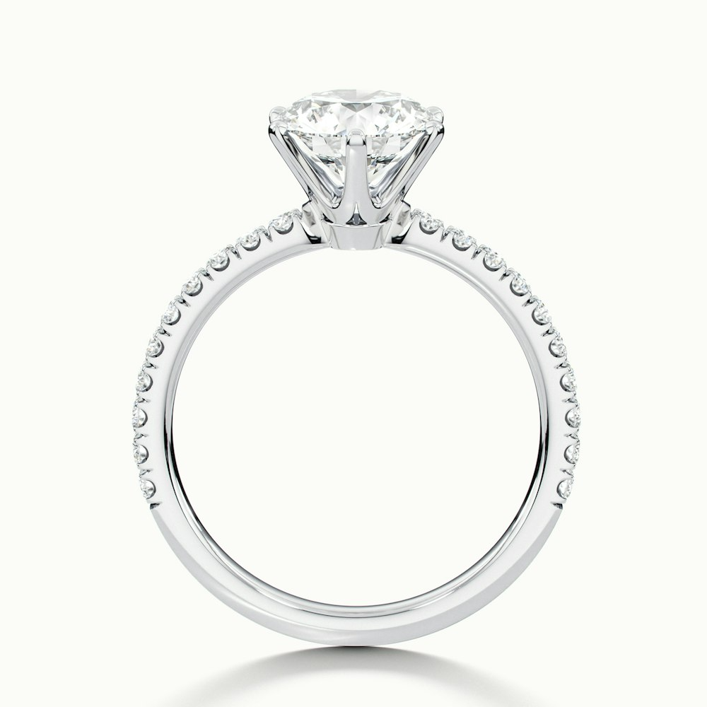 Olive 2 Carat Round Solitaire Pave Lab Grown Diamond Ring in 14k White Gold