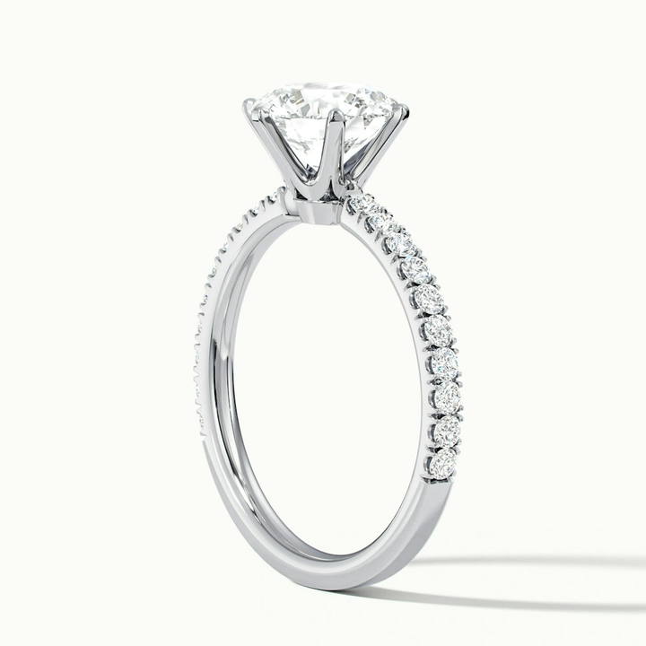 Lyra 1 Carat Round Solitaire Pave Moissanite Engagement Ring in 10k White Gold