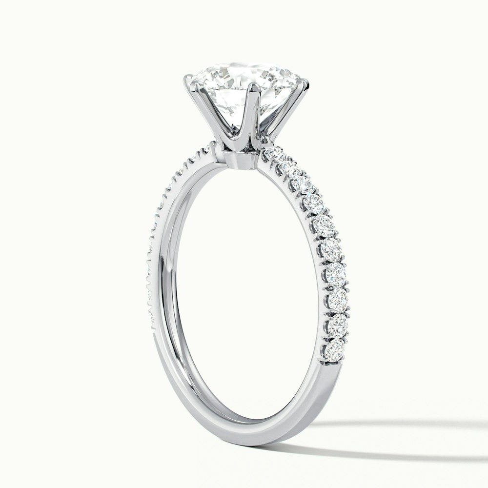 Olive 2 Carat Round Solitaire Pave Lab Grown Diamond Ring in 14k White Gold